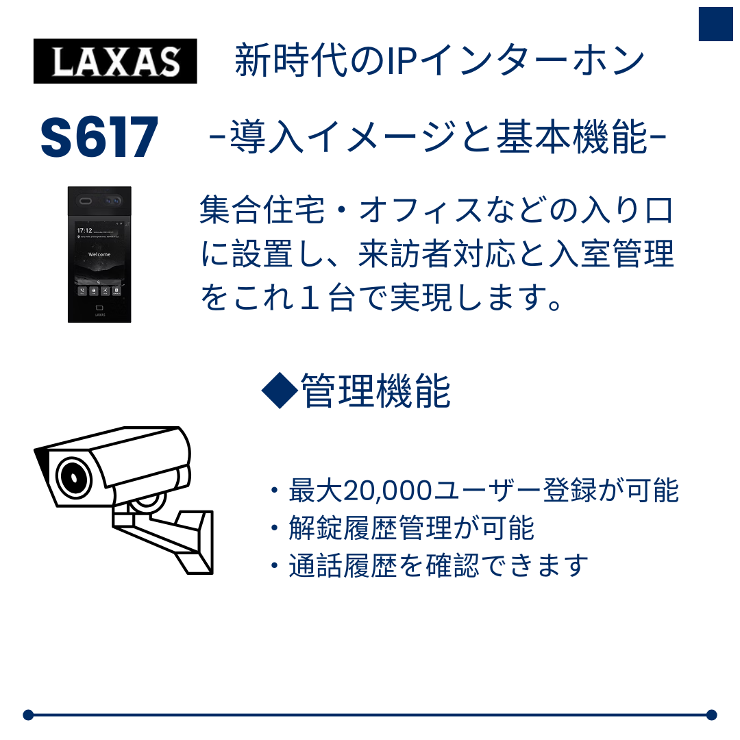 LAXAS｜AI顔認証対応 IPインターホン「S617」とは？｜集合住宅・オフィス向け次世代スマートインターホン｜合同会社ＤＨ